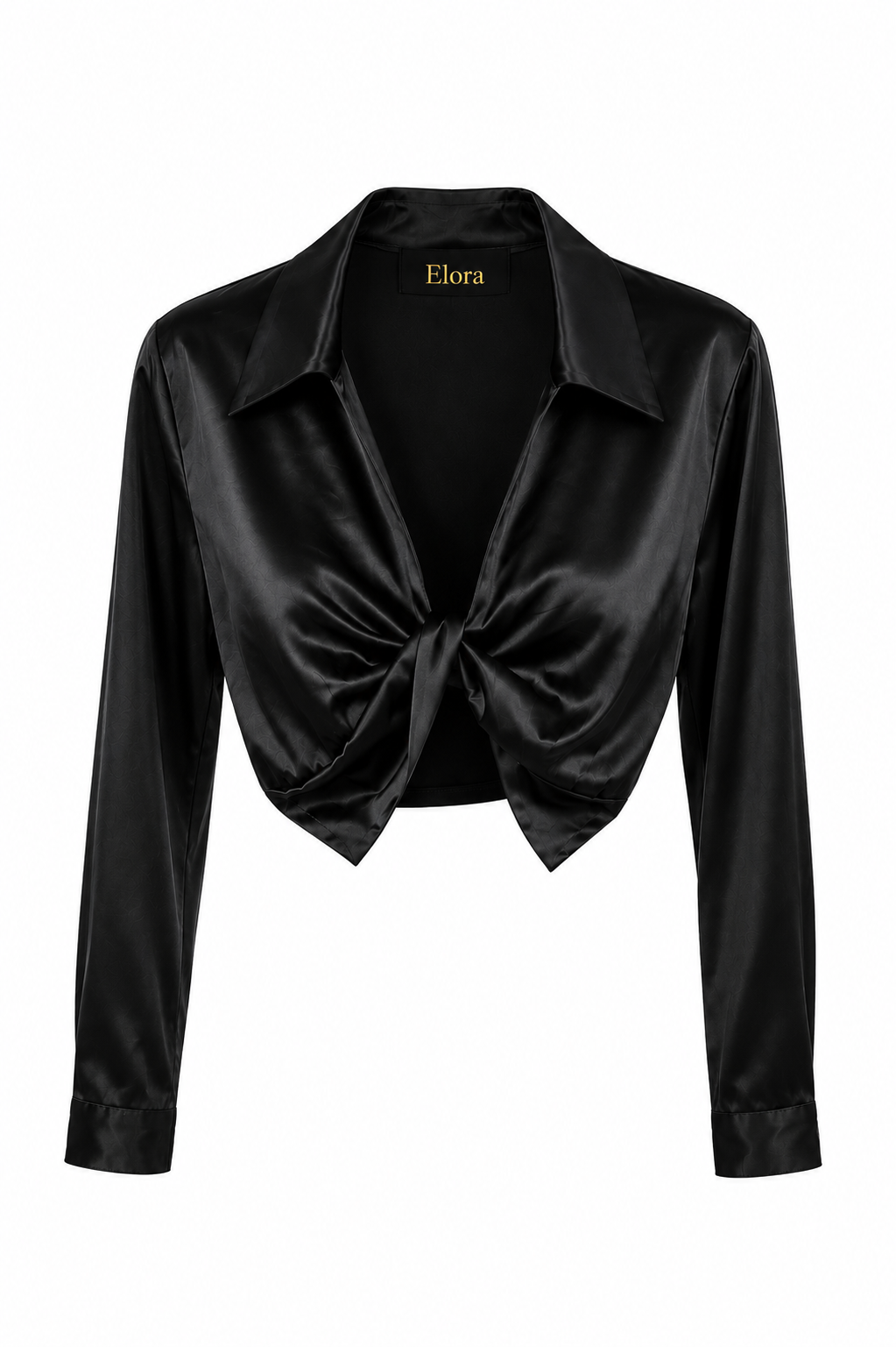Elora Satin Tie-Front Cropped Blouse